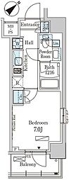 PARKAXIS大塚ガーデンスクエア 1Kの間取図画像