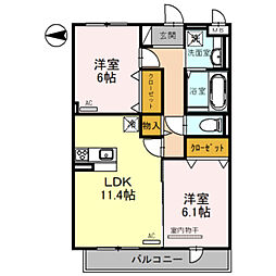 グランドソレーユ久宝寺 2LDKの間取図画像