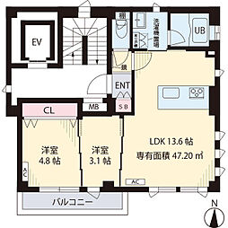 セイワ レジデンス 5階2LDKの間取り