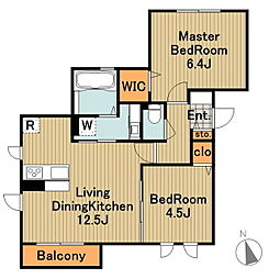 京王相模原線 多摩境駅 徒歩28分の賃貸アパート 1階2LDKの間取り