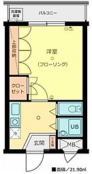 ロイヤルコート六本松 ワンルームの間取図画像