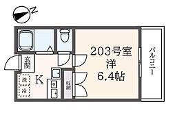 サンライズ 1Kの間取図画像