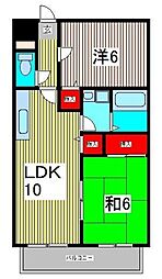 ＮＲII紅山 2階2LDKの間取り