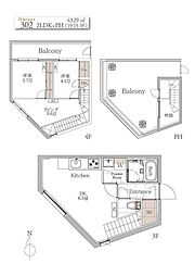 世田谷区北沢3丁目マンション 2LDKの間取図画像