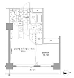 ザ・パークハビオ上野レジデンス 1LDKの間取図画像