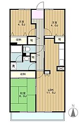 コーポレート中央林間2号棟 3LDKの間取図画像