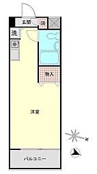 クレセール笹塚 3階ワンルームの間取り