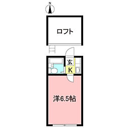 シャングリラ・Ｋ 1階ワンルームの間取り