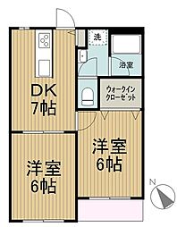 クレメントイシイ 2階2DKの間取り