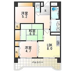 サンリットステージ出戸 3LDKの間取図画像
