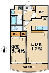 サンフィール6 1階1LDKの間取り