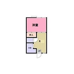 フォーブル谷上A棟 1Kの間取図画像