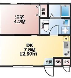 横浜市保土ケ谷区今井町アパート 1DKの間取図画像