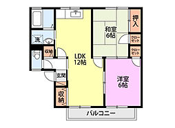 プルミエール萌木野 2LDKの間取図画像