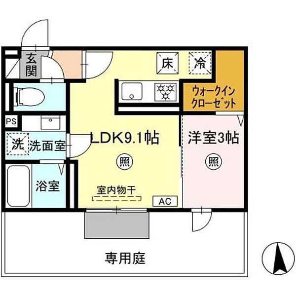 Ａｕｇｕｓｔａ（オーガスタ） 107｜福岡県久留米市津福本町(賃貸アパート1LDK・1階・31.29㎡)の写真 その2