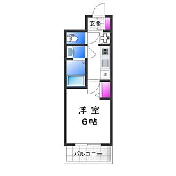 スプランディッド天王寺パークサイド 1Kの間取図画像