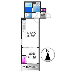 大阪市平野区加美東3丁目アパート 1LDKの間取図画像