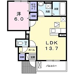 あびた5 1LDKの間取図画像