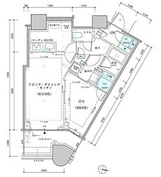 パークタワー勝どきサウス 9階1LDKの間取り