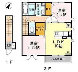 メゾン楓1 2LDKの間取図画像