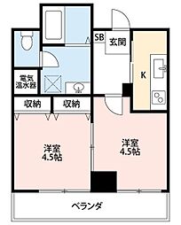 リエス西船橋 2Kの間取図画像