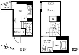 プレニーズ護国寺PREMIER 1DKの間取図画像