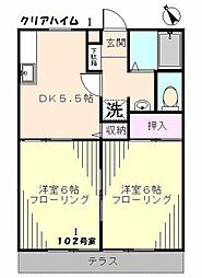 クリアハイム1 2DKの間取図画像