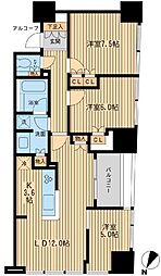 ザ・神宮前レジデンス 8階3LDKの間取り