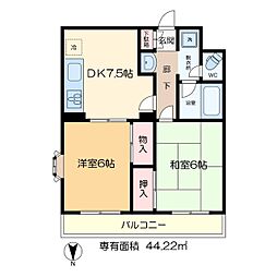 新潮通り一番館 2DKの間取図画像