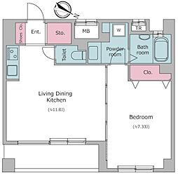 レジディア三越前 13階1LDKの間取り