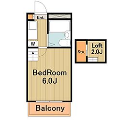 トップヒルゲート 2階1Kの間取り