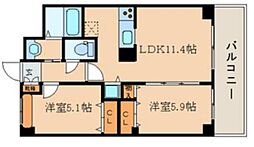 ガーデンコート碑文谷 4階2LDKの間取り