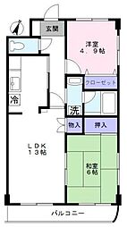 エクセルシア 2LDKの間取図画像