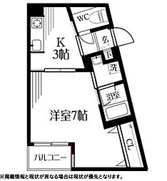 スターダスト柿生 1Kの間取図画像