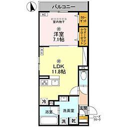 Speciale上住吉 1LDKの間取図画像