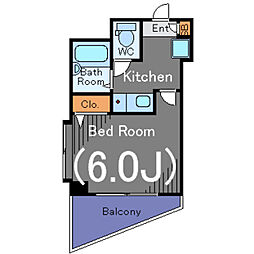 プラネット南青山 10階1Kの間取り