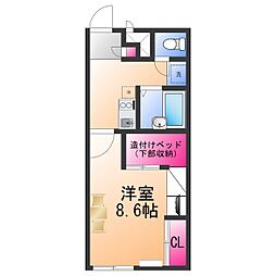 レオパレスクレール 1Kの間取図画像