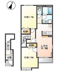 サンガーデン 2LDKの間取図画像