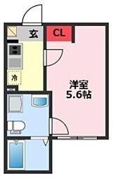 COZY NOOK 2階1Kの間取り