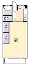 正栄荘 1Kの間取図画像