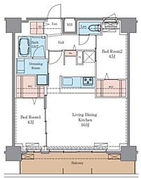 LUXENAPAWS南行徳 2LDKの間取図画像