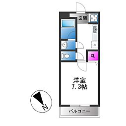 ベルドミール末広1番館 1Kの間取図画像