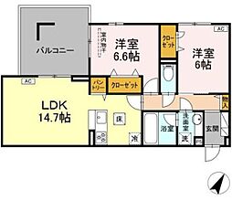 あざみ野ロイヤルハイツ 2LDKの間取図画像