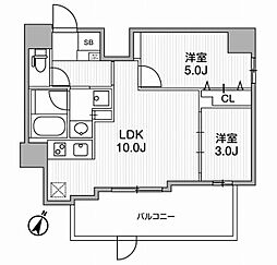台東区日本堤2丁目マンション 2LDKの間取図画像