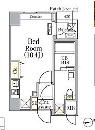 リテラス中野ノース 9階ワンルームの間取り