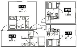 Claudia Shibamata ワンルームの間取図画像