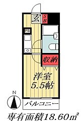 リエス西船橋 1Kの間取図画像
