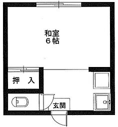 宮沢ビル 2階1Kの間取り