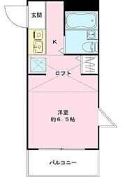 ルミナス西新宿 2階ワンルームの間取り