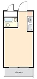 スカイコート府中 1階ワンルームの間取り